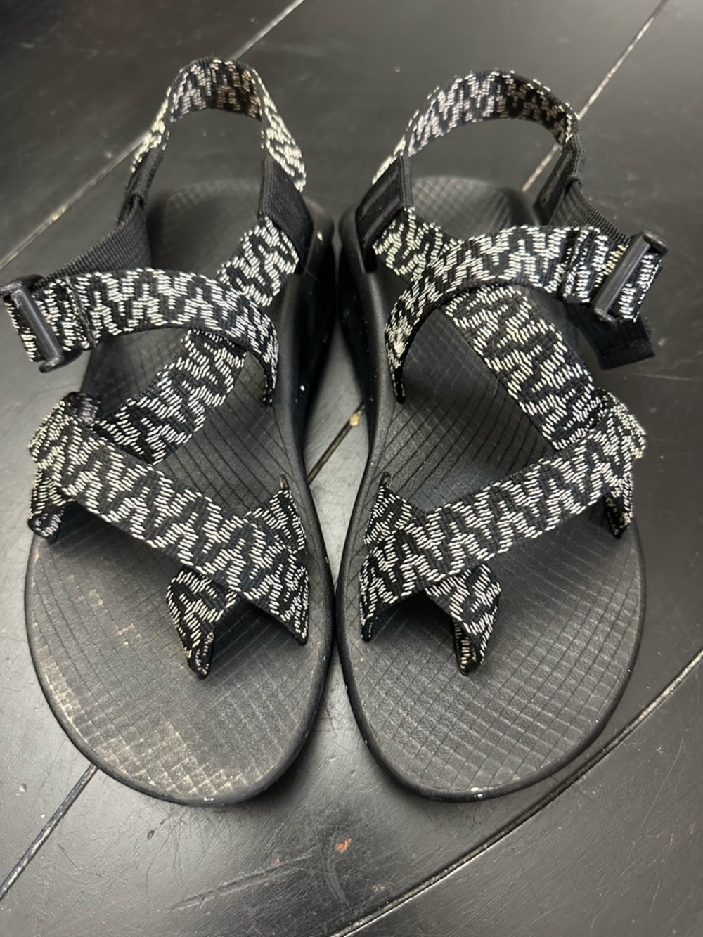 Chaco Women's Black and White Patterned Sport Sandals